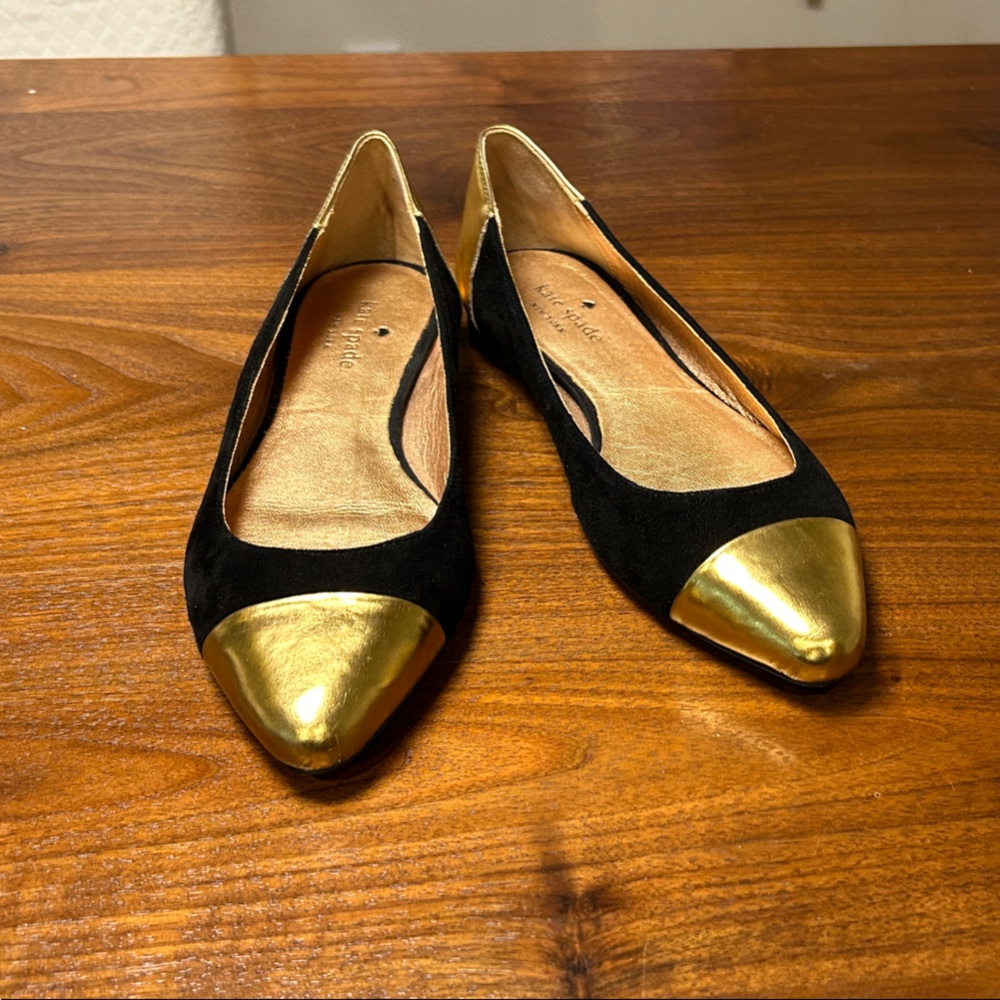Kate Spade Black and Gold Women's Flats